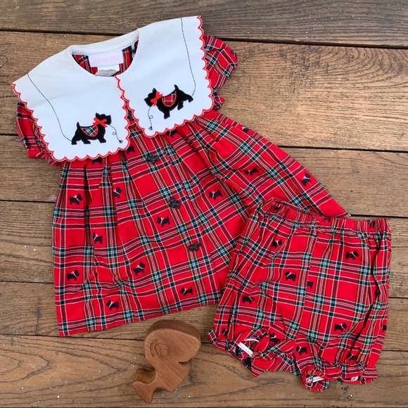Bonnie Baby Red Black Scottie Dog Tutu Legging Set 12 18 24 Months